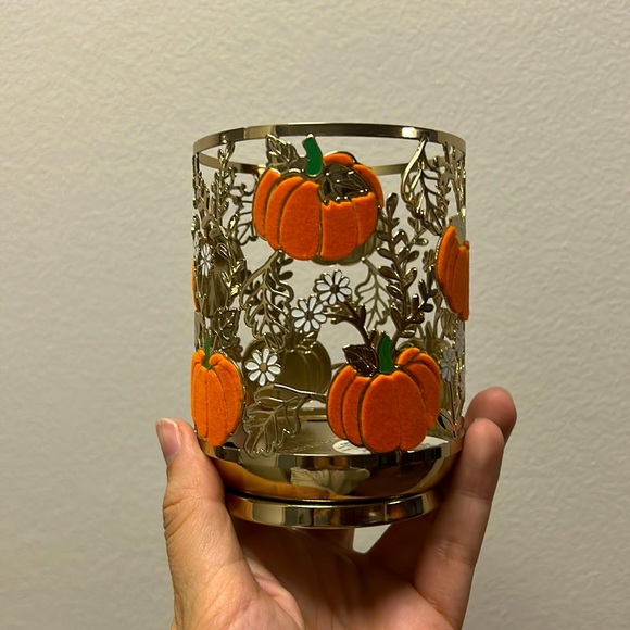 Bath & Body Works Other - Bath & Body Works Pumpkin Halloween Candle Holder Flowers Fall Autumn Gold New